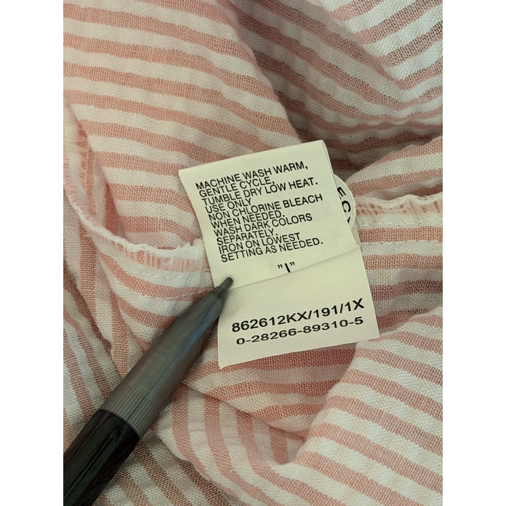 Miss Elaine Pink Seersucker Robe Mumu Long Zip Front Smocked Embroidered XL - Picture 7 of 7